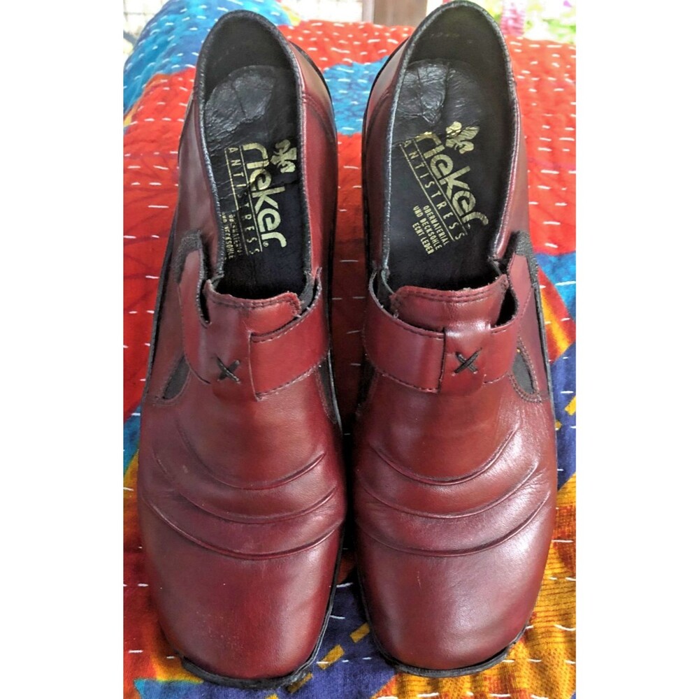 Rieker Mary Jane Antistress Comfort Walking Casual Shoes Leather Red EU 40